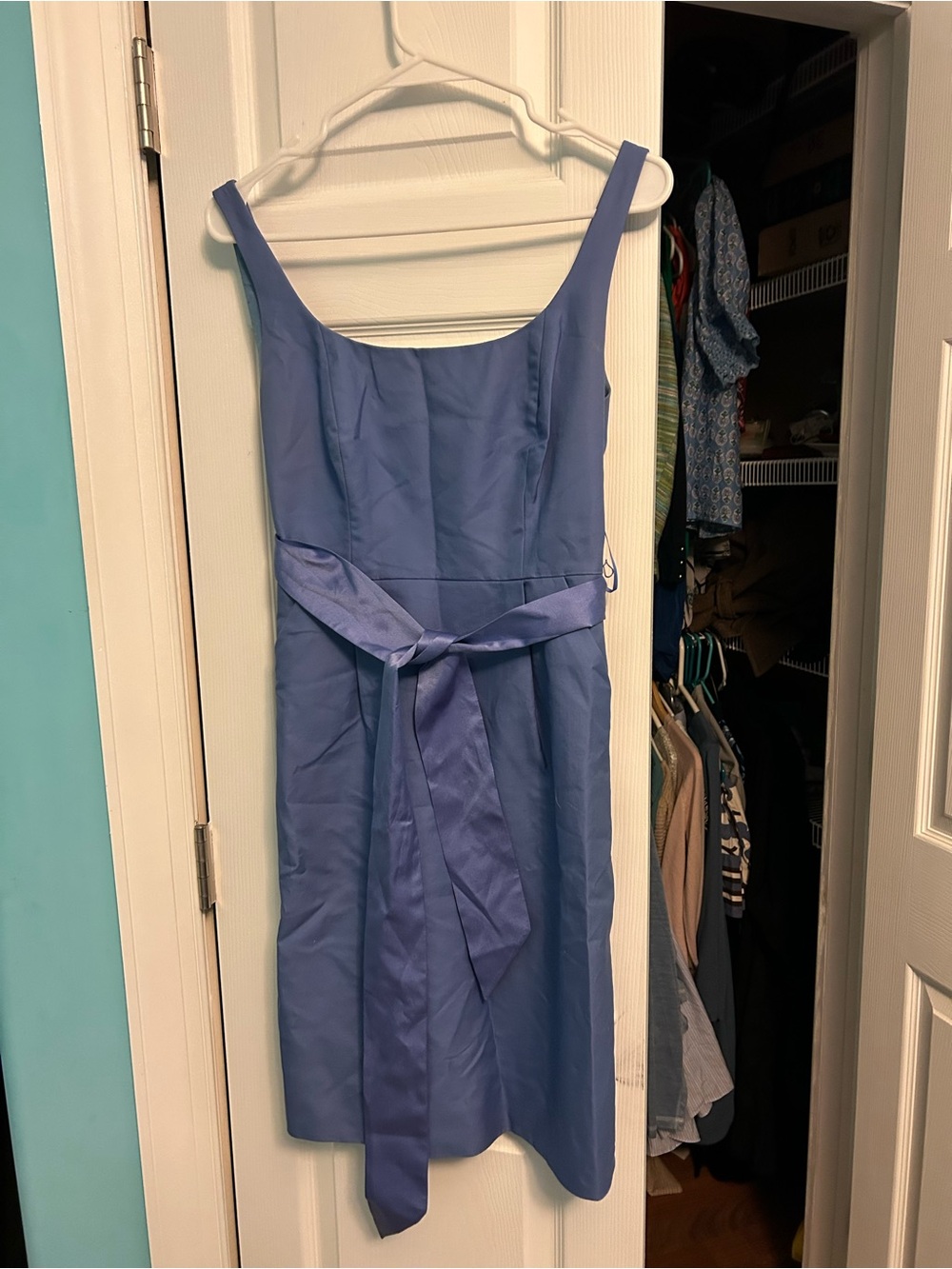 J. Crew Periwinkle Scoop-Neck Midi Dress with Tie Waist